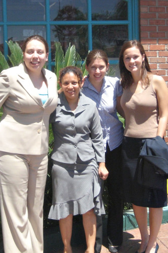 Student attorneys and client after asylum hearing at the San Antonio Immigration Court.
