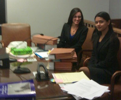 Clinic students in Immigration Court before a client's final hearing. 