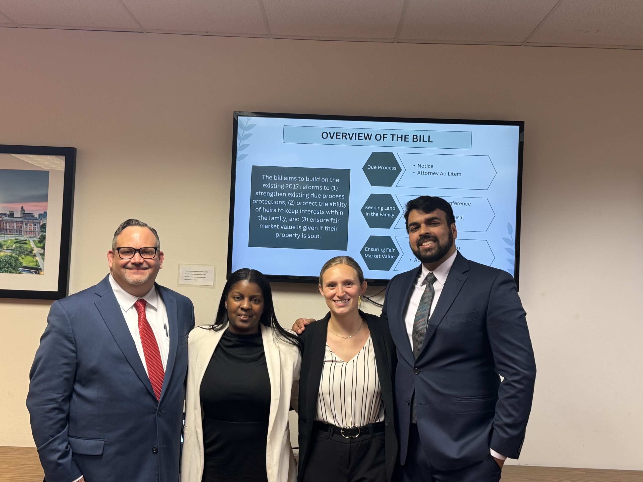 Fall 2024 Housing Policy Clinic students present at the Texas Capitol.