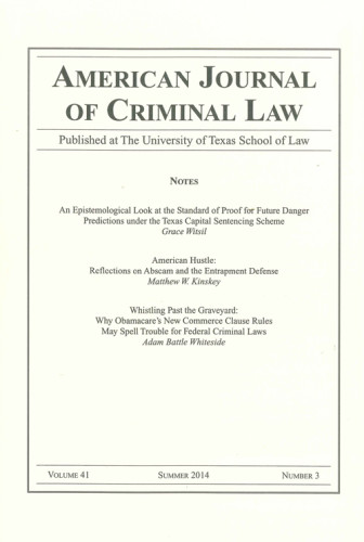 Cover of American Journal of Criminal Law
