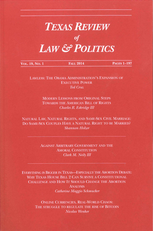 Texas Review of Law & Politics Volume 19 Issue 1 cover