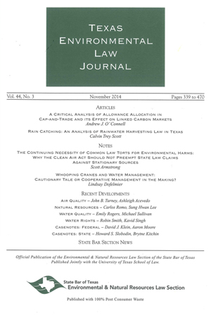 Texas Environmental Law Journal cover.
