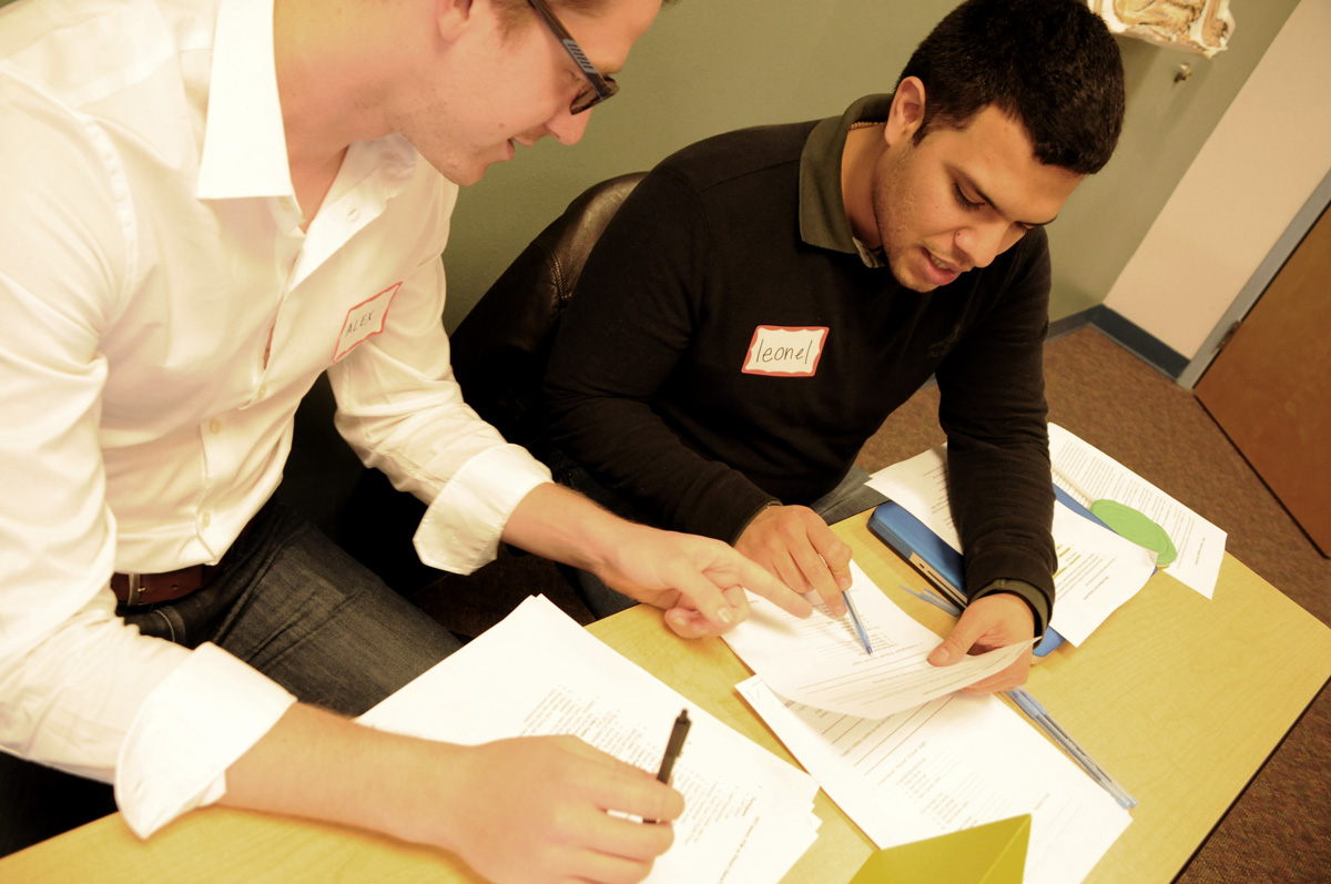 Students working at pro bono wills clinic