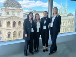 Students from the Vis Moot Court team in Vienna, Austria