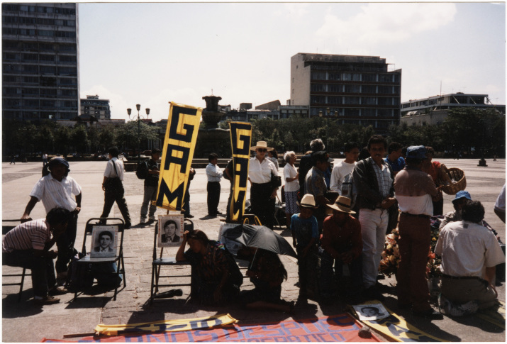 Photograph of Frances "Sissy" Farenthold and Jennifer Harbury at Harbury's hunger strike in Guatemala City, Guatemala.