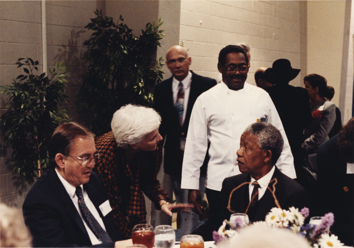 Frances "Sissy" Farenthold with Joseph McFadden and Nelson Mandela at the Rothko Chapel and The Carter-Menil Human Rights Awards, 1991