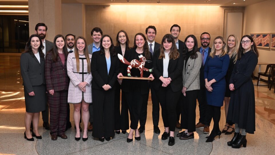 Photograph of the 2025 Chancellors in the law school's atrium