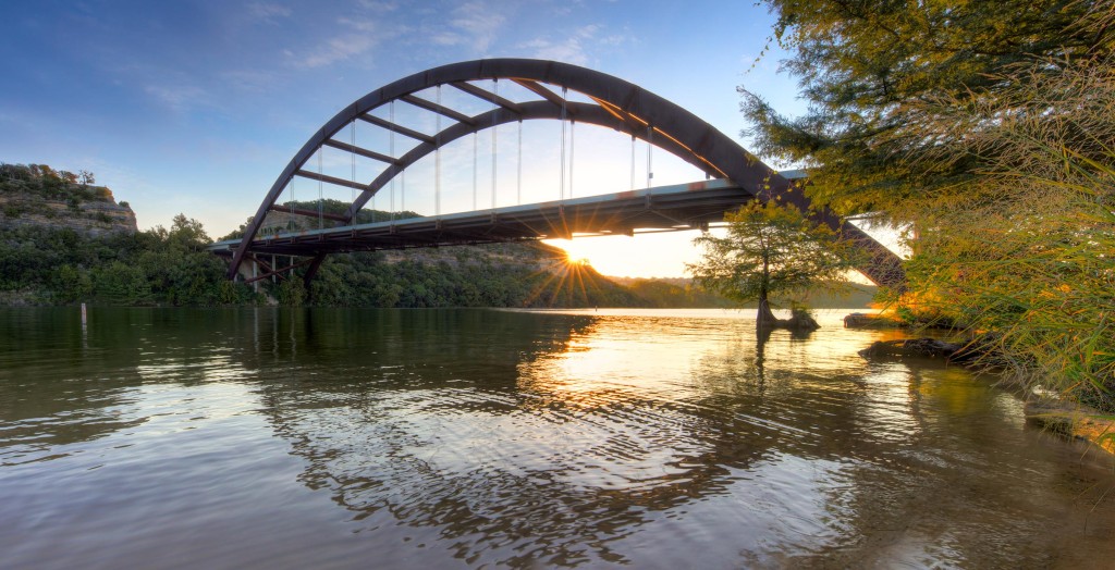 The Austin 360 Pennybacker Bridge at sunrise