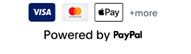 Payment options showing Visa, Mastercard, and Apple Pay powered by PayPal