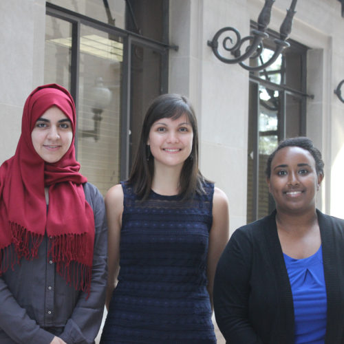​2015-2016 Human Rights Scholars (left to right) Safa Peera, Helen Kerwin, and Mihret Getabicha