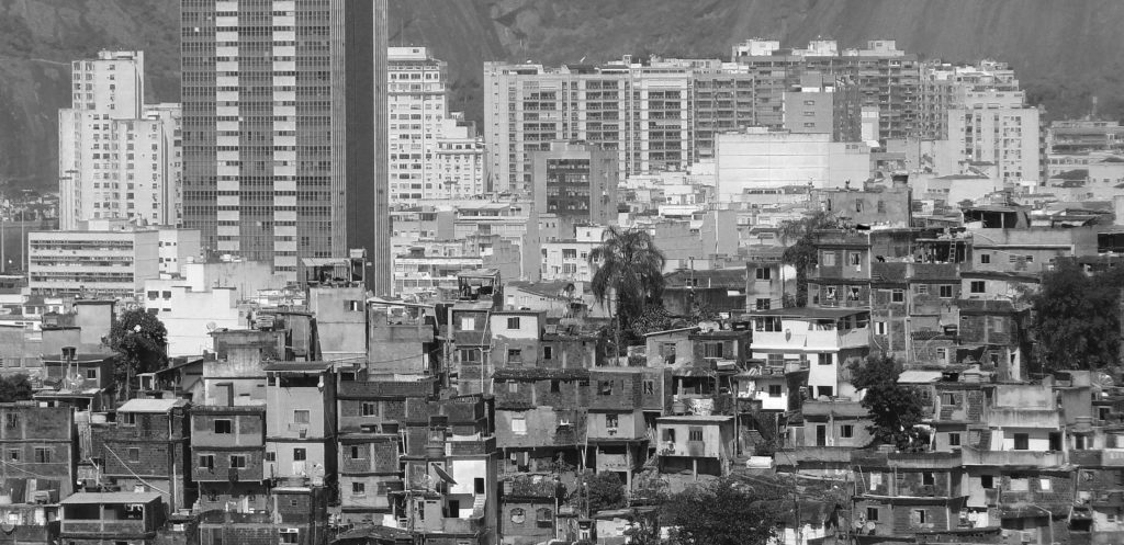 Office towers and favela in Rio de Janeiro