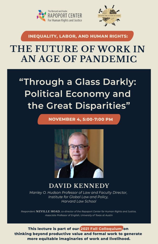 Rapoport Center for Human Rights and Justice  David Kennedy: “Through a  Glass Darkly: Political Economy and the Great Disparities”