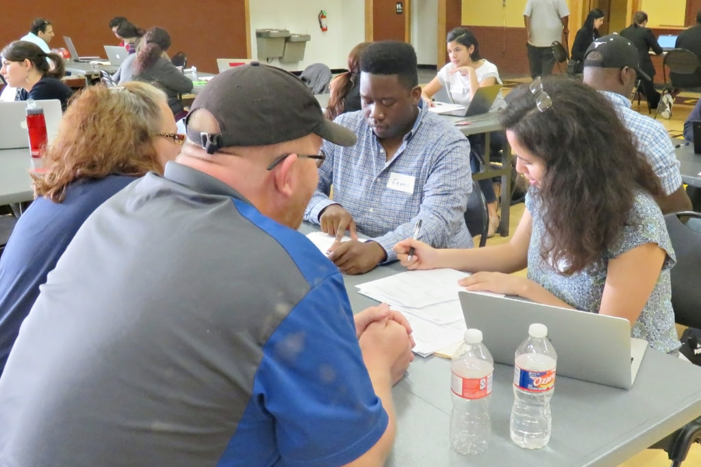 students with community members