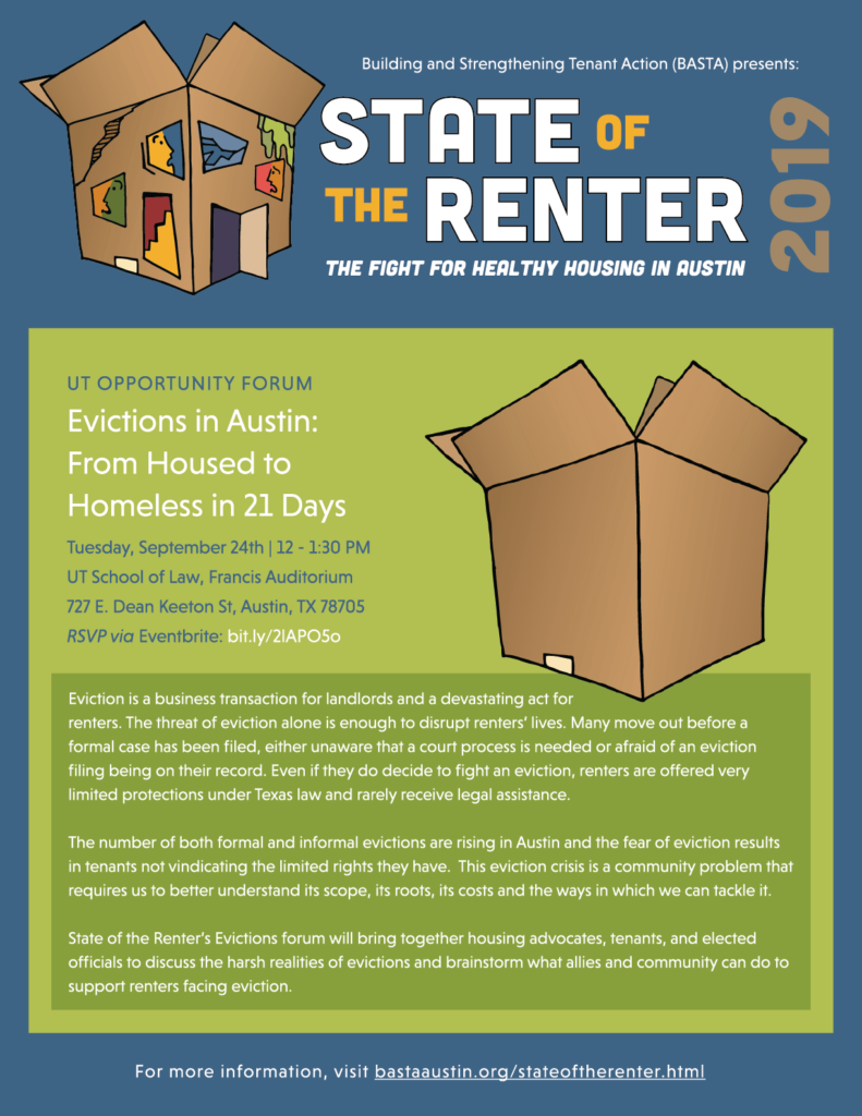 Graphic Flyer for Evictions event