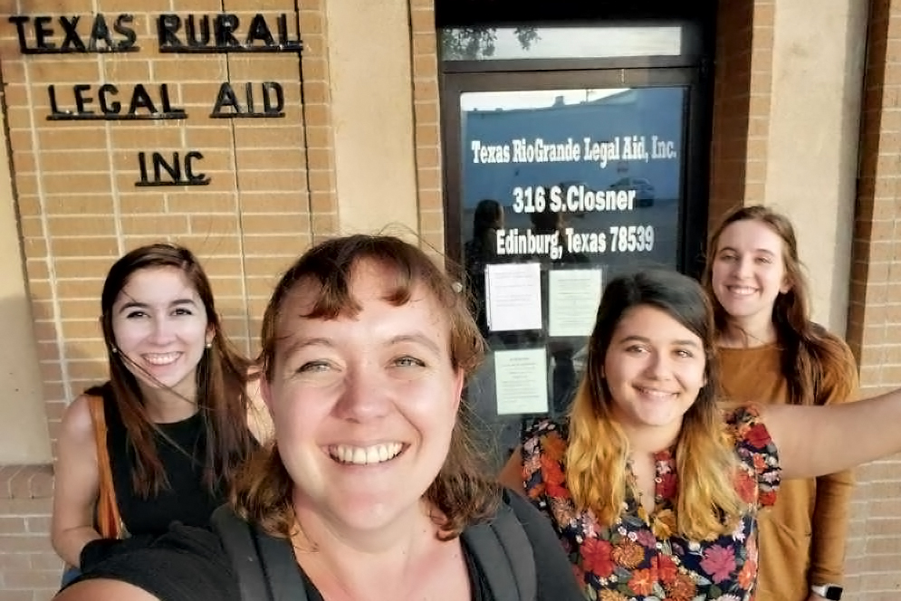 Students outside TRLA's Edinburg office