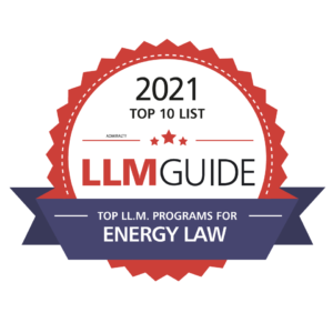 Award Badge from LLM GUIDE for 2021 Top LL.M. Programs for Energy Law