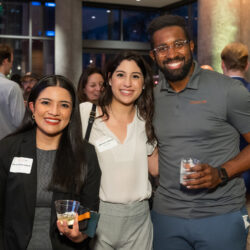 Three people at the Mentoring Kickoff Reception