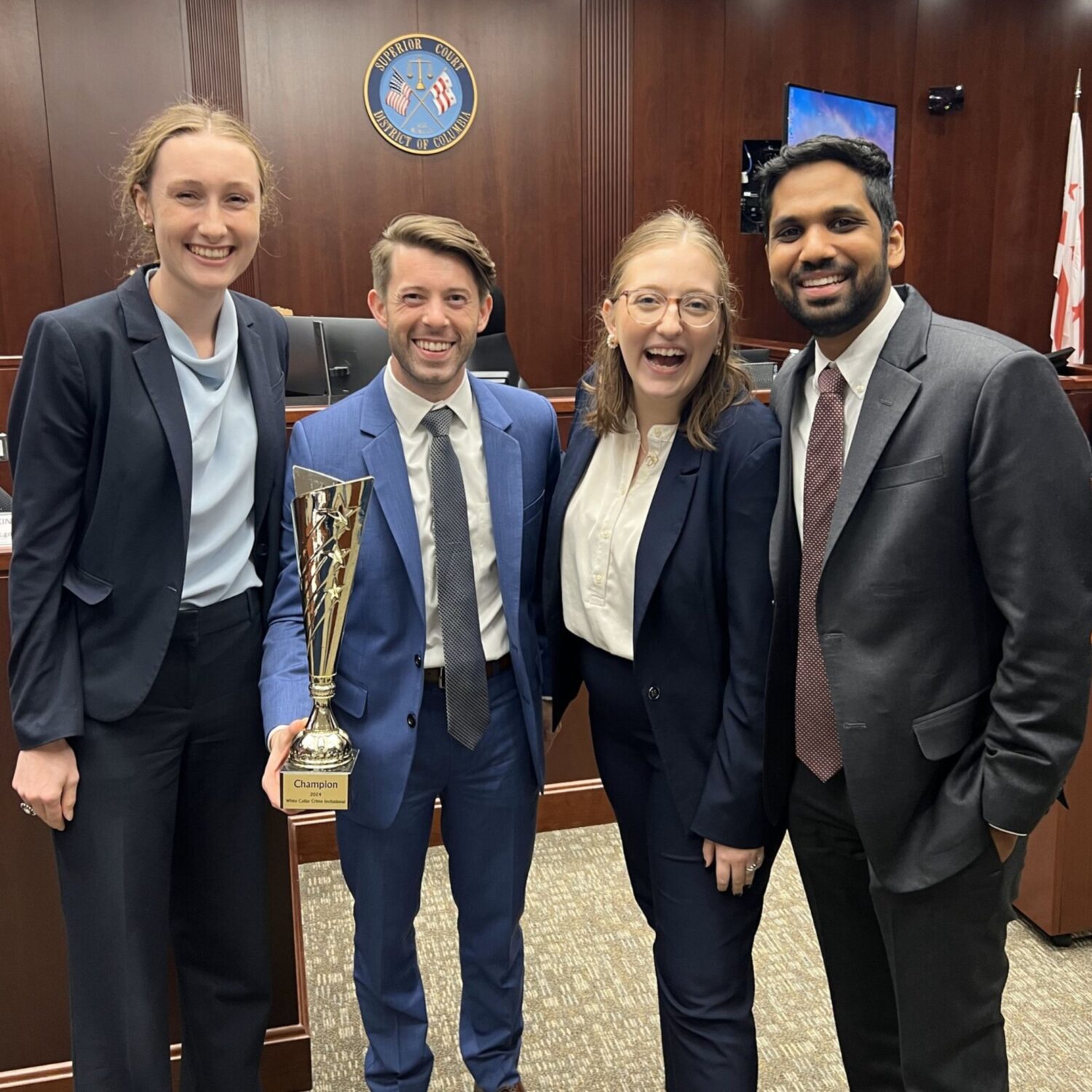 A Texas Law team has won the Georgetown White Collar Crime Invitational for the third year in a row. 2L Jessie B Bolton and 3Ls Hayden Hill, Kacey Simmons, and Alen Thomas took the 2024 crown.