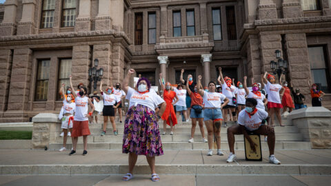 Protestors outside of the Texas Capitol building