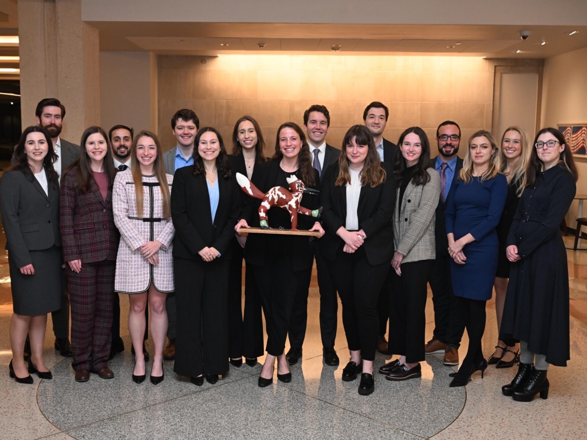 Photograph of the 2025 Chancellors in the law school's atrium.