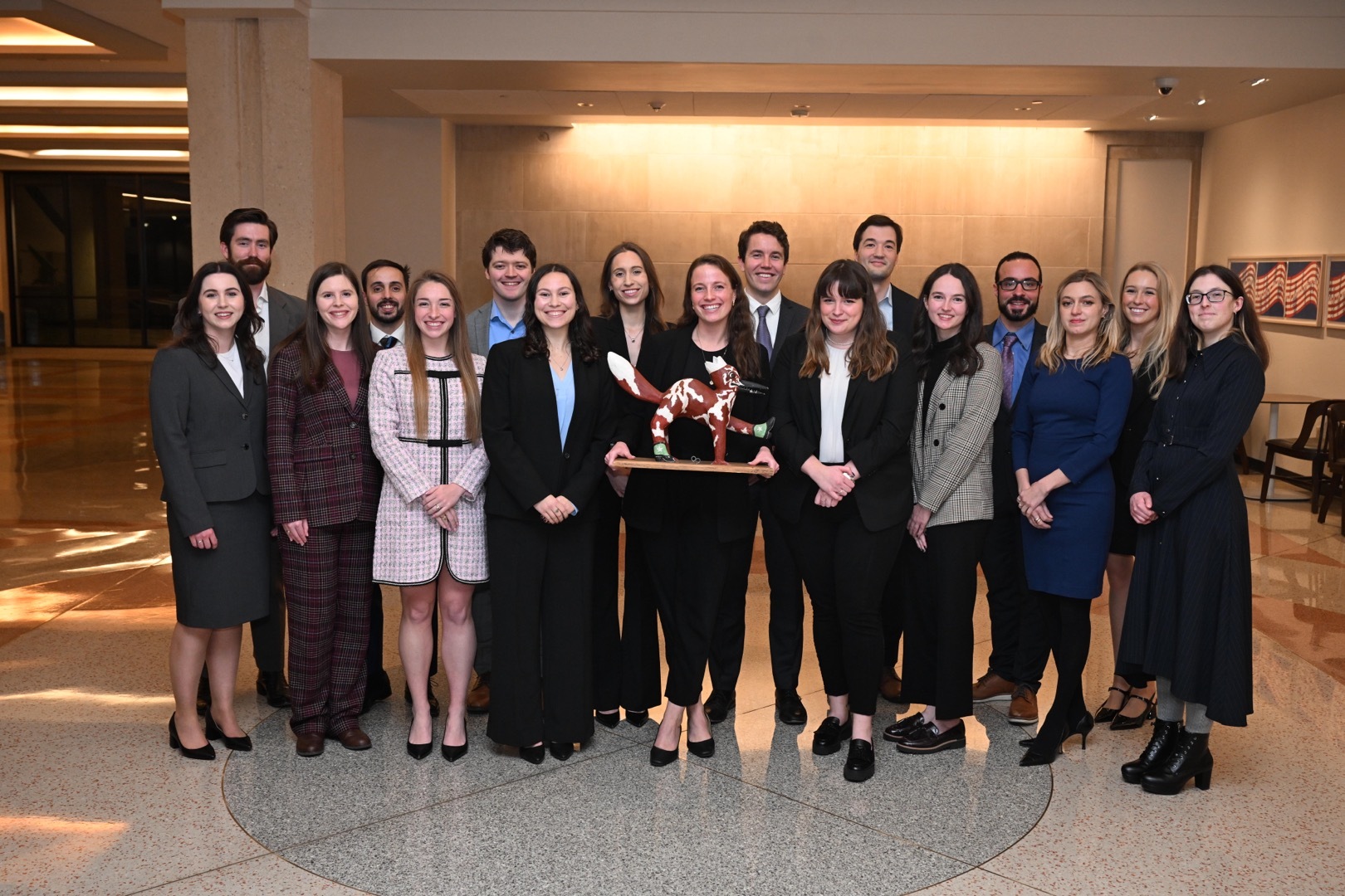 Photograph of the 2025 Chancellors in the law school's atrium.