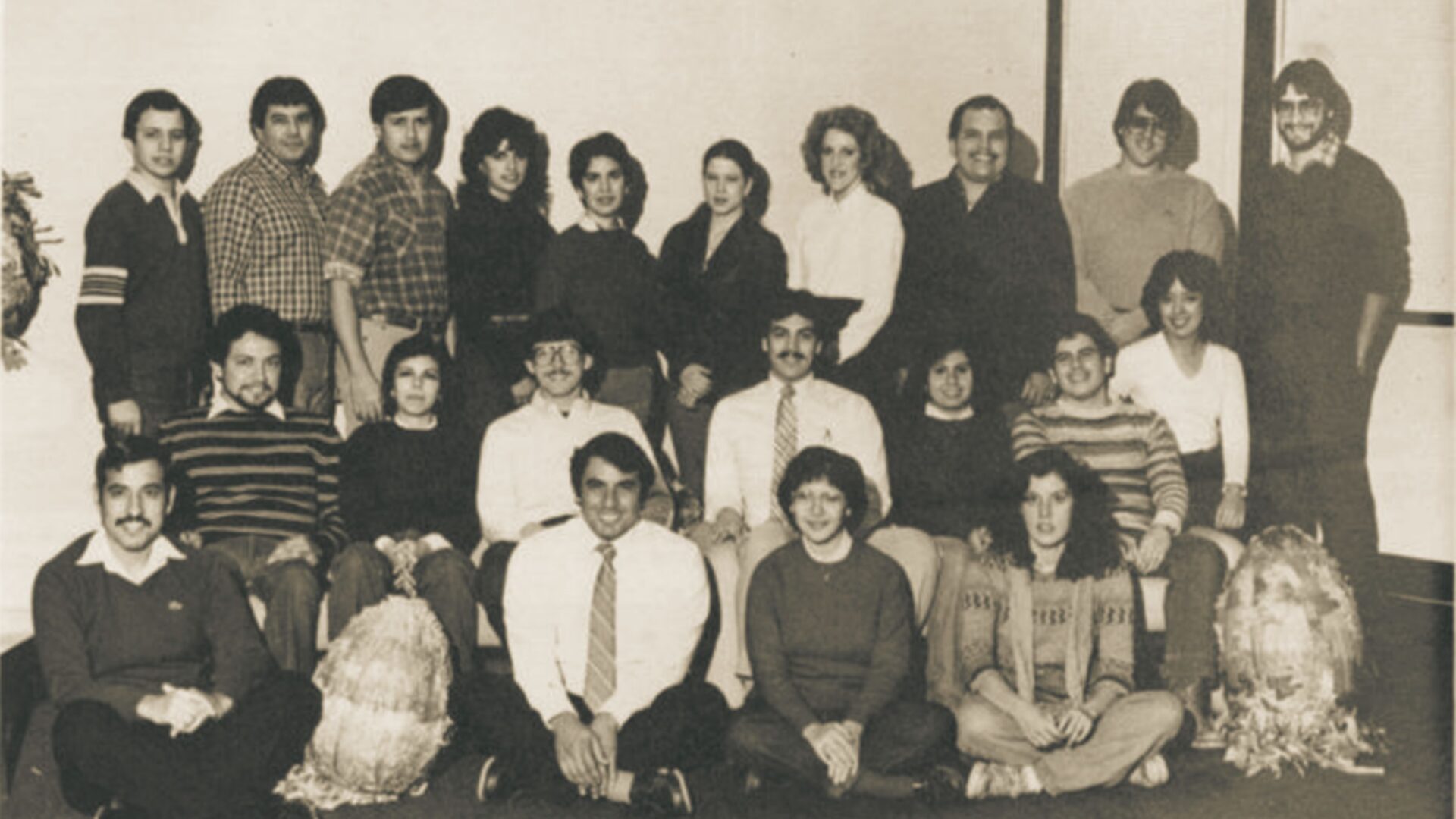 Black and white image of students from the 1984 CHLLSA