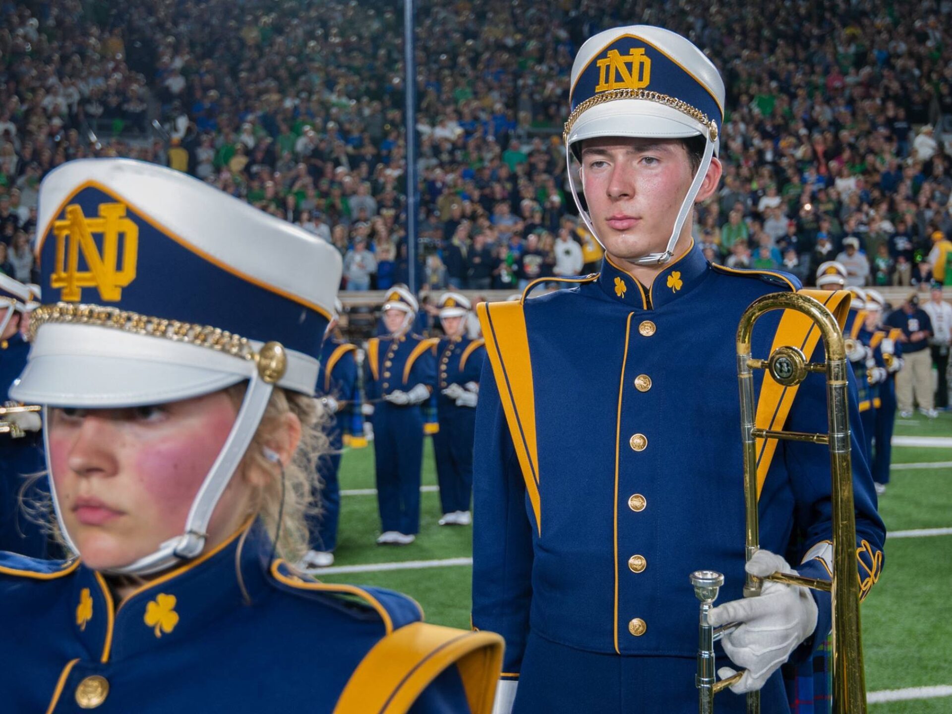 Dominic Iannelli in the Notre Dame marching band
