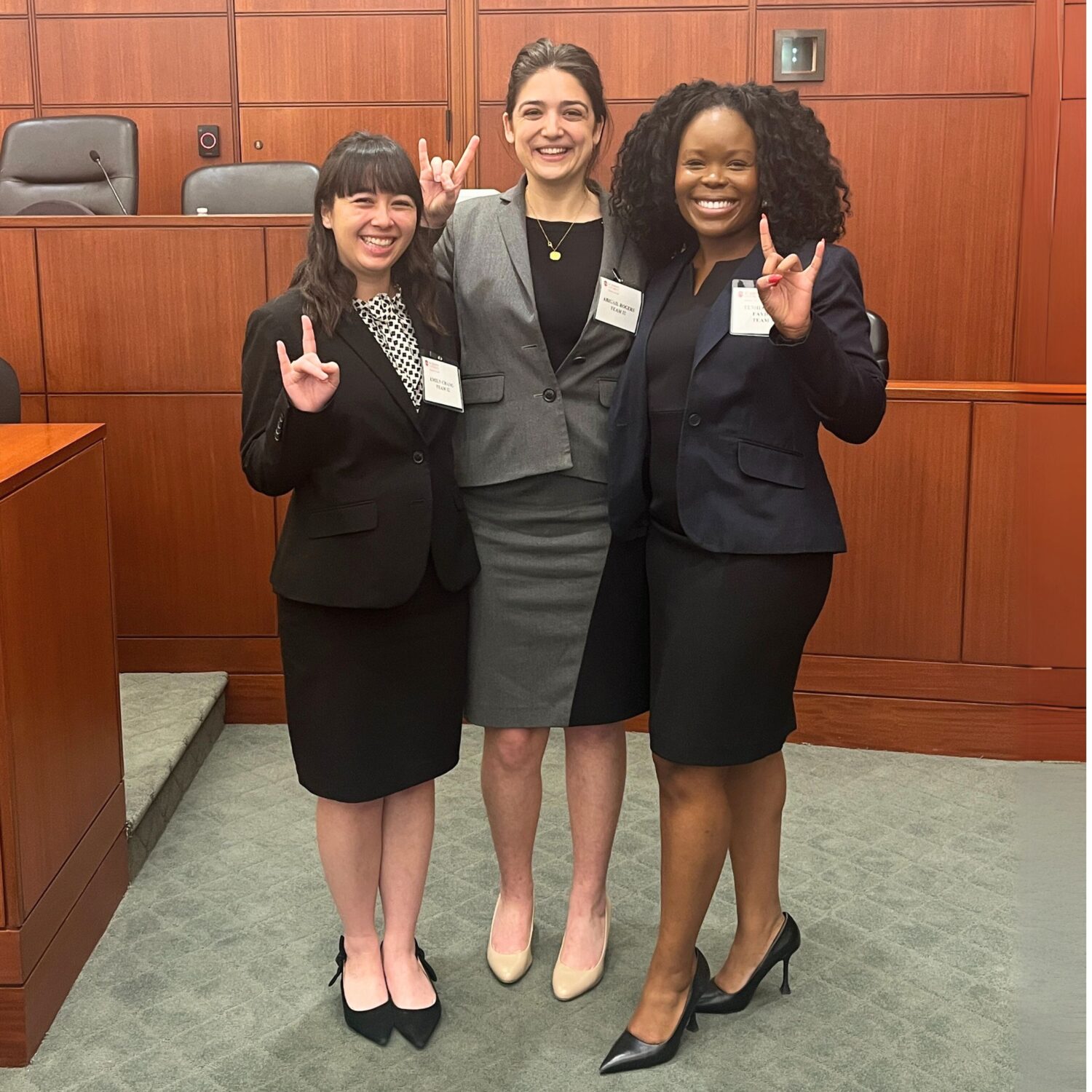 Emily Chang '24,  Abby Rogers '24 and
Temi Fayiga '25 won the 32nd Annual Duberstein Bankruptcy Moot court