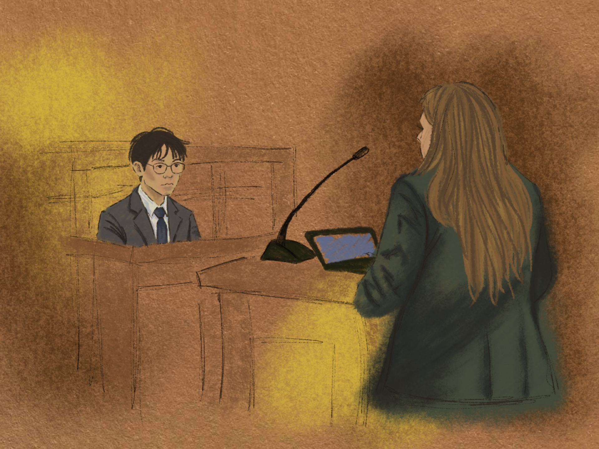 Texas Law and Dell Med Students Prosecution Courtroom Sketch