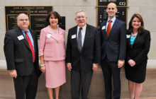 The judges (from left to right): Professor F. Scott McCown of the Texas Law faculty; Justice Patricia Alvarez of Texas’s Fourth Court of Appeals in San Antonio; Judge Lee Yeakel of the United Stated District Court for the Western District of Texas; Texas’s Solicitor General Scott Keller; and Justice Cindy Bourland of Texas's Third Court of Appeals in Austin.