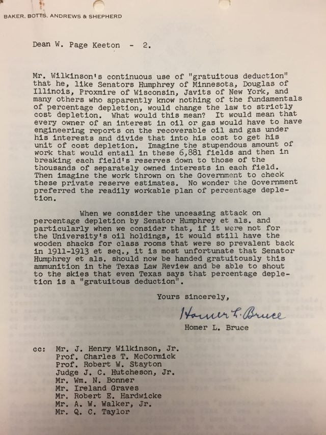 Homer L. Bruce to Dean Keeton, June 15, 1960 (State Bar of Texas, Archives Dept., via author)