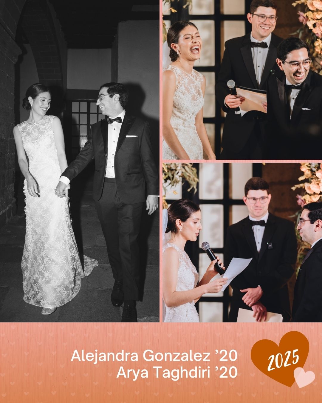 Alejandra Gonzalez and Arya Taghdiri ’20 on their wedding day.