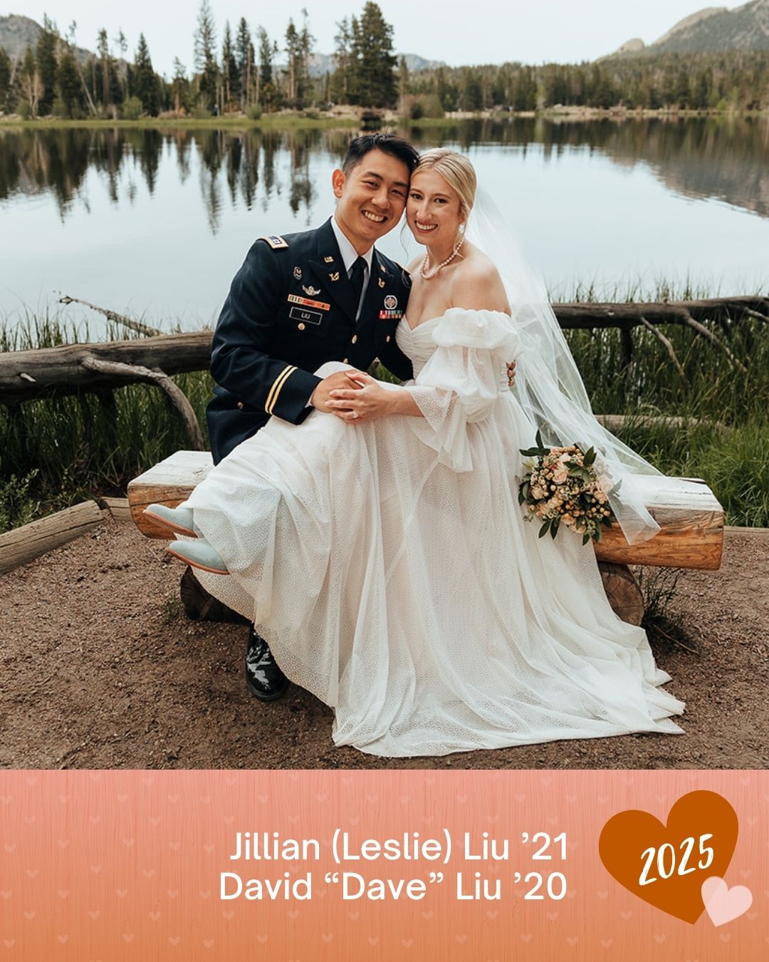 Photo of David "Dave" Liu ’20 and Jillian (Leslie) Liu ’21 on their wedding day.