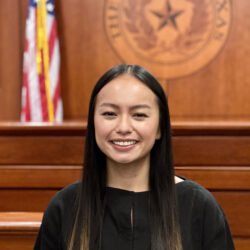 Portrait of Mimi Nguyen in a courtroom