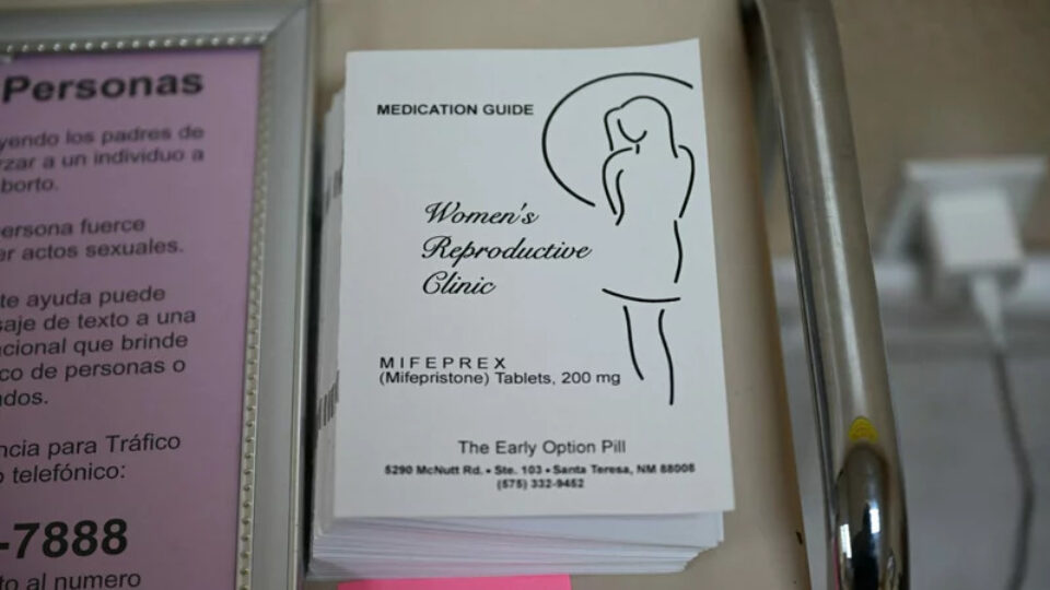 Literature about medication abortions is seen at the Women's Reproductive Clinic, which provides legal medication abortion services, in Santa Teresa, New Mexico.