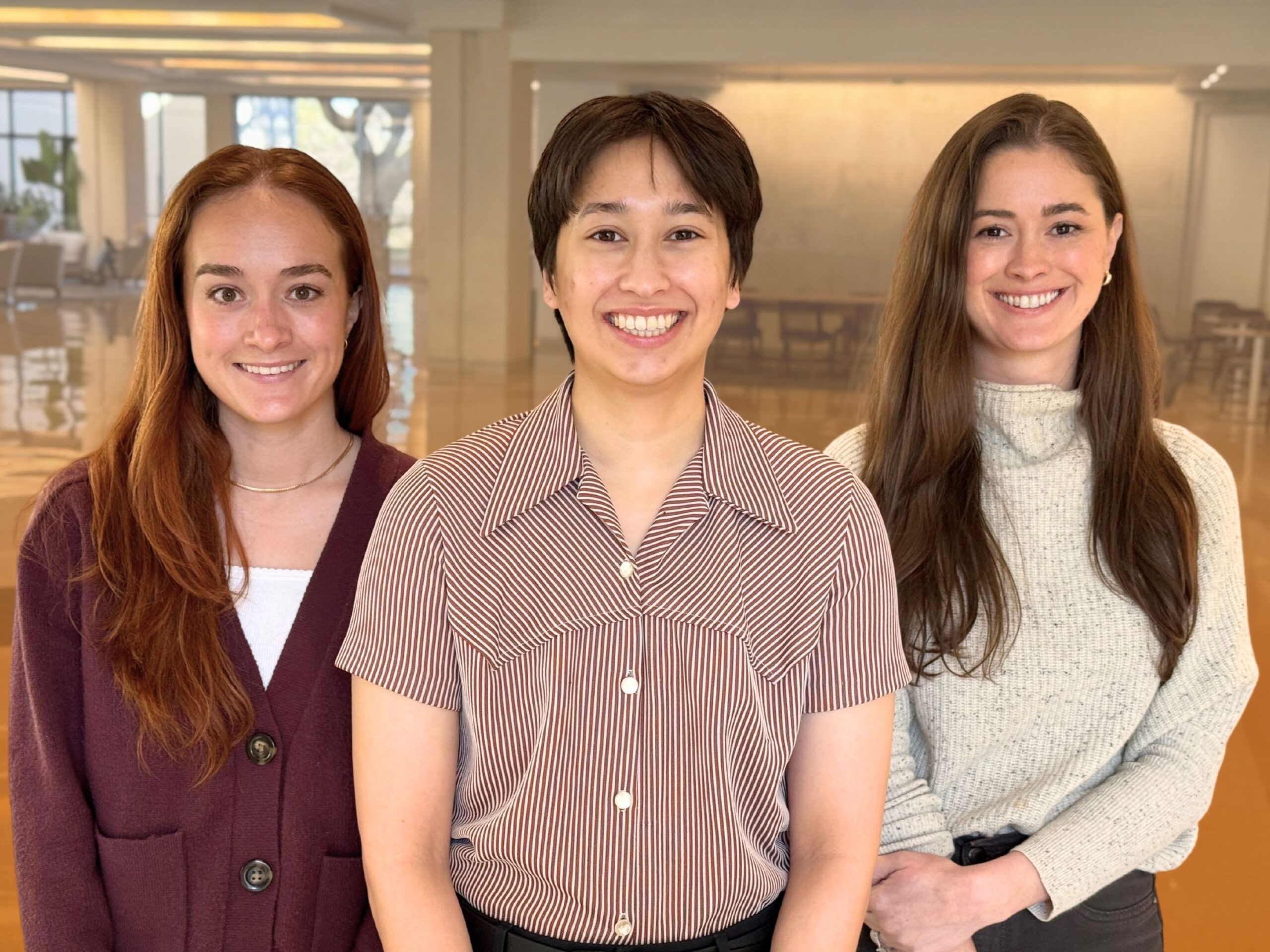 Photograph of the winners of the 8th Paper Chase competition: 3L Kayla Shelkey, 2L Elizabeth Graff, and 3L Beth Ann Baker