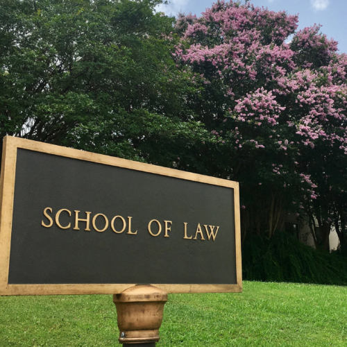 School of Law exterior sign