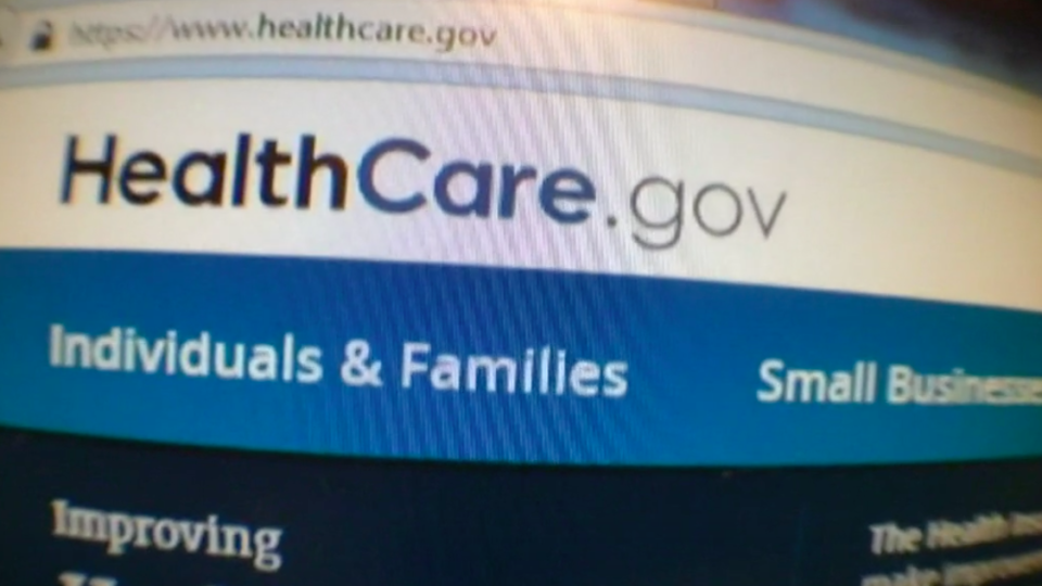Image of a computer screen showing healthcare.gov website homepage