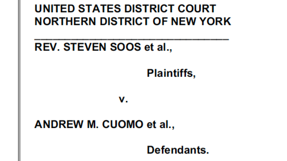 Document of a the Soos v. Cuomo case.