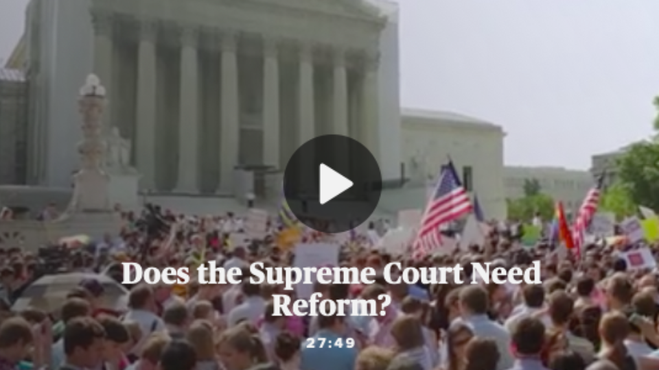 Screenshot of a video of protestors outside the SCOTUS
