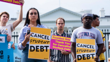 Students supporting student loan debt cancellation