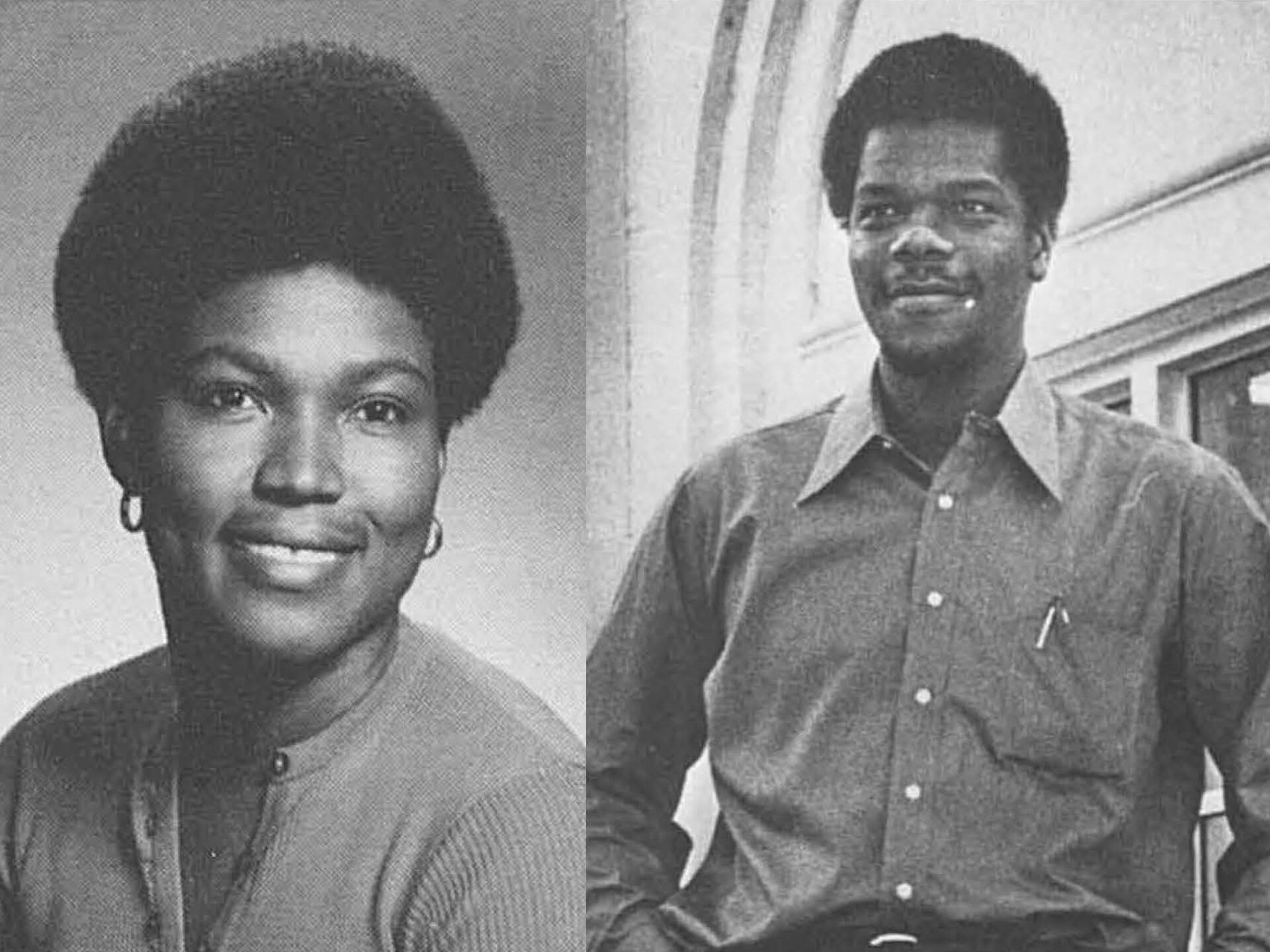 Yearbook photos of Sherbert Mims '76 and Carnegie Mims '71