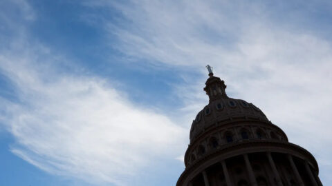 A photograph of the sky above the Texas Capitol.