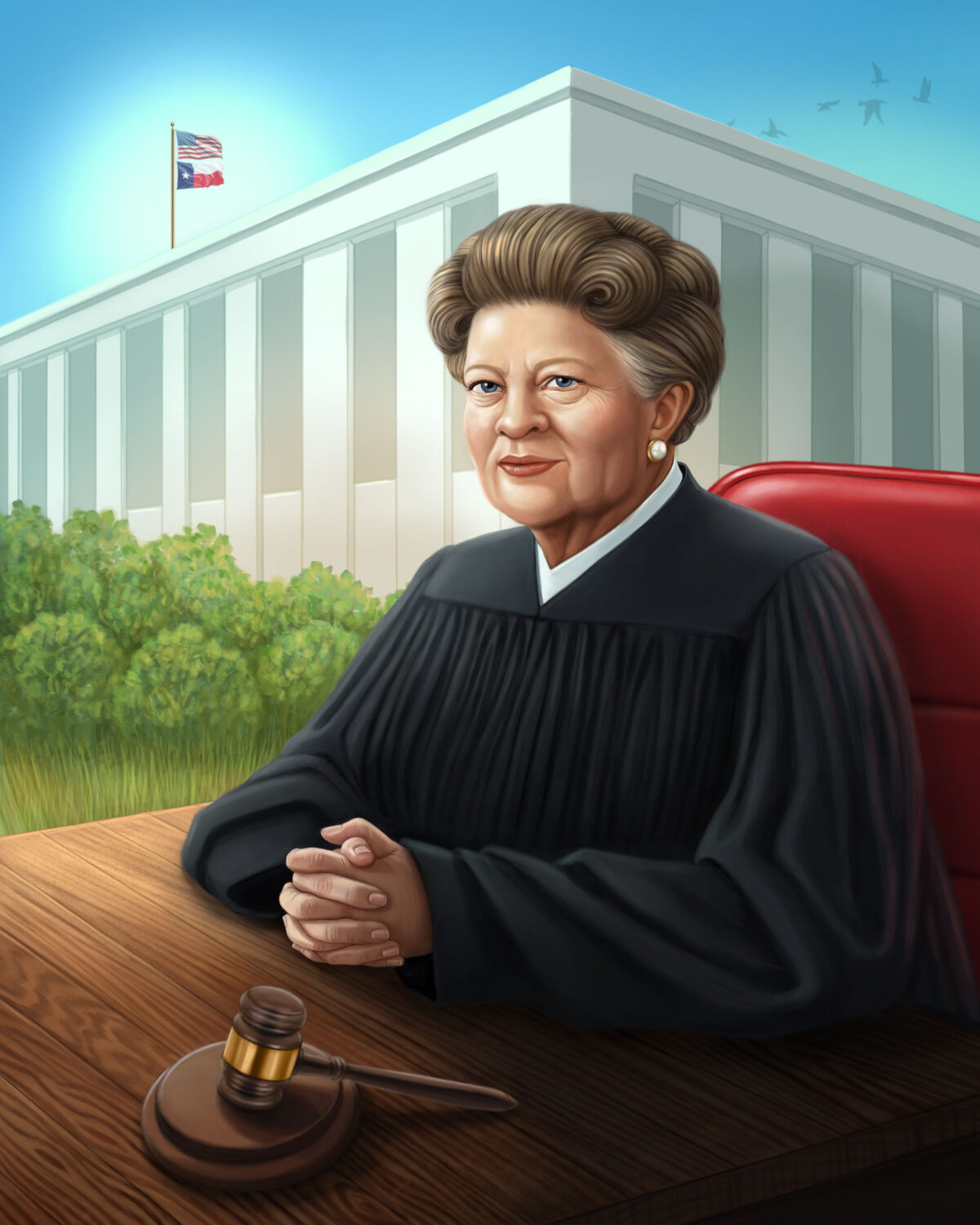 An illustration of Judge Mary Lou Robinson ’50