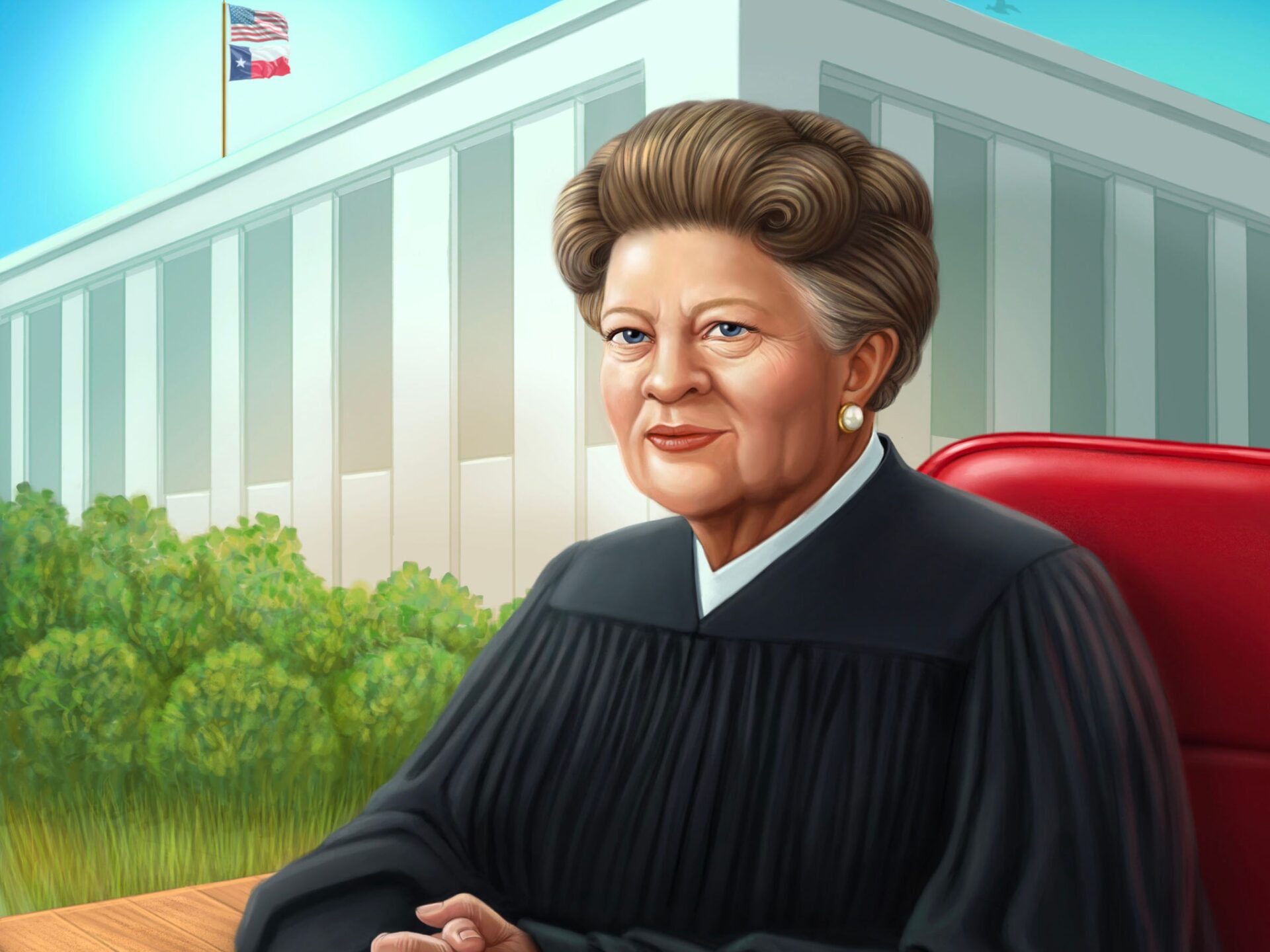 An illustration of Judge Mary Lou Robinson ’50