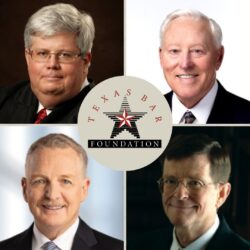 portraits of four men with Texas Bar Foundation logo in the center