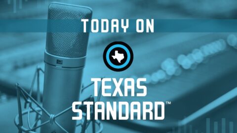 The Texas Standard logo, showing a podcasting microphone with a blue wash.