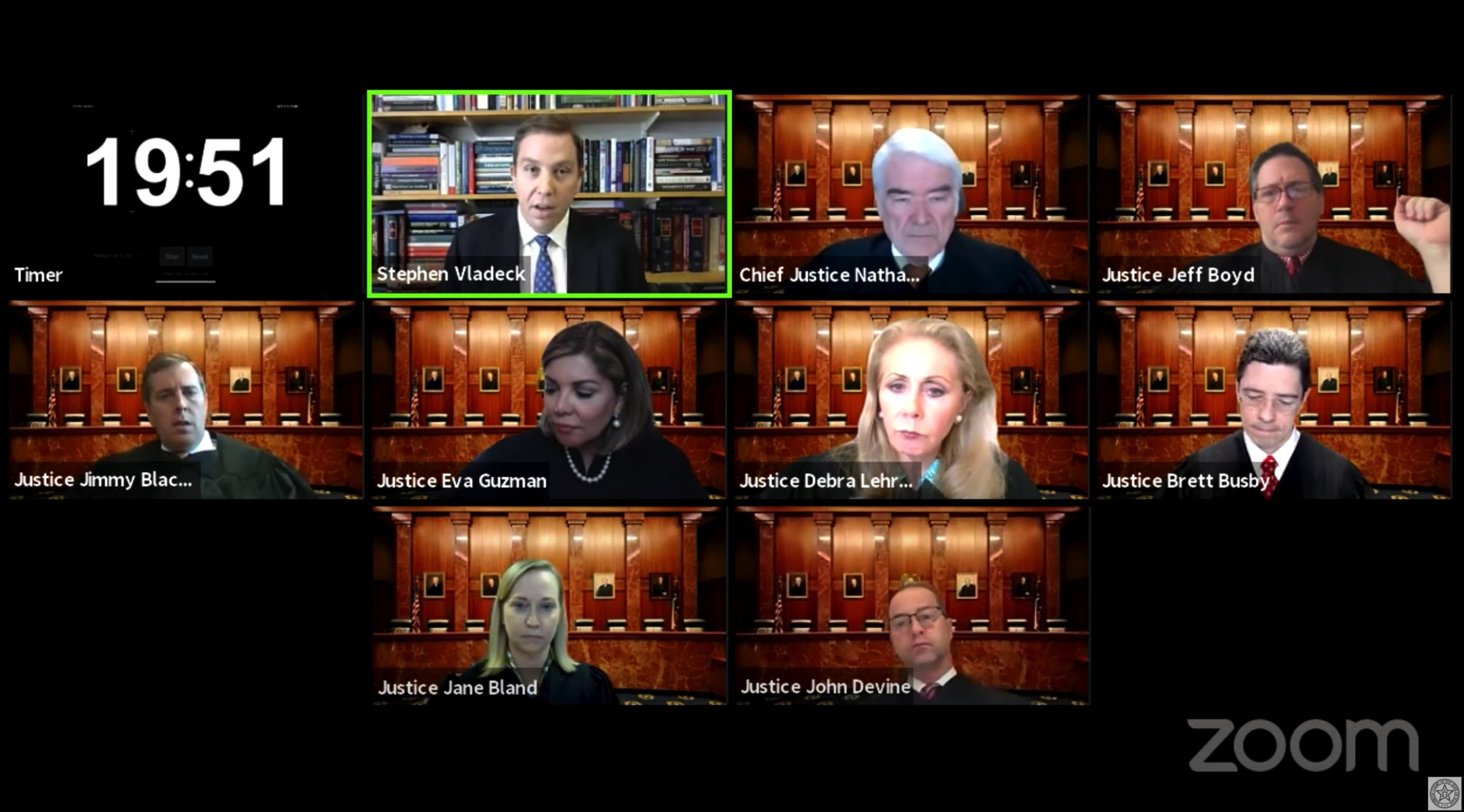 case before the Supreme Court of Texas, via Zoom, on October 6, 2020.