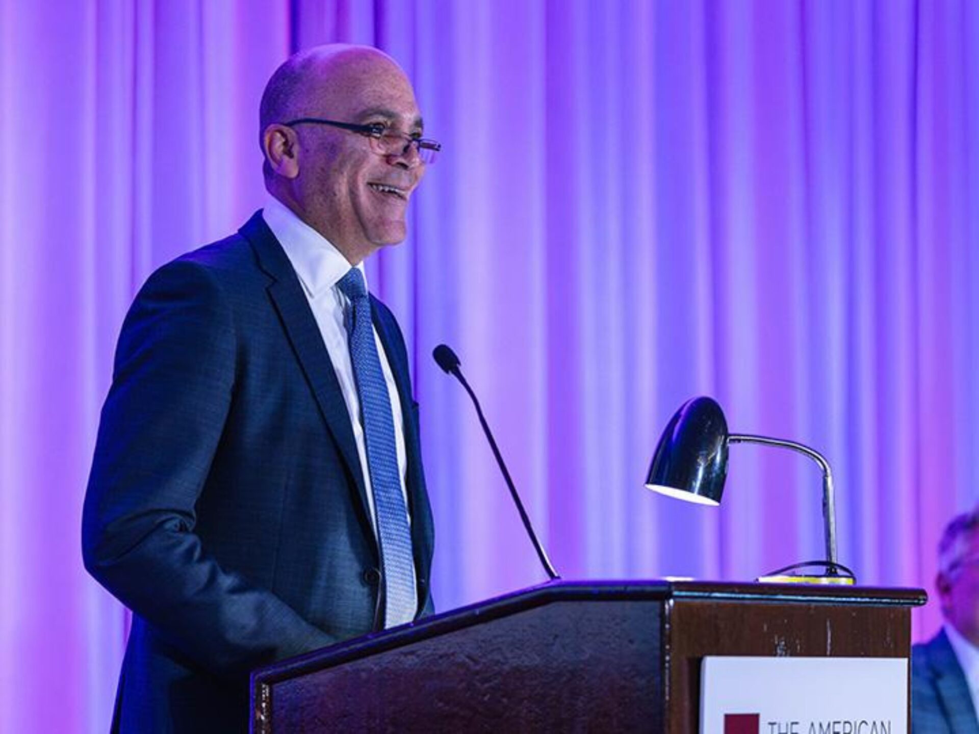 Photograph of The Hon. Wallace B. Jefferson ’88 speaking at an American Law Institute event.