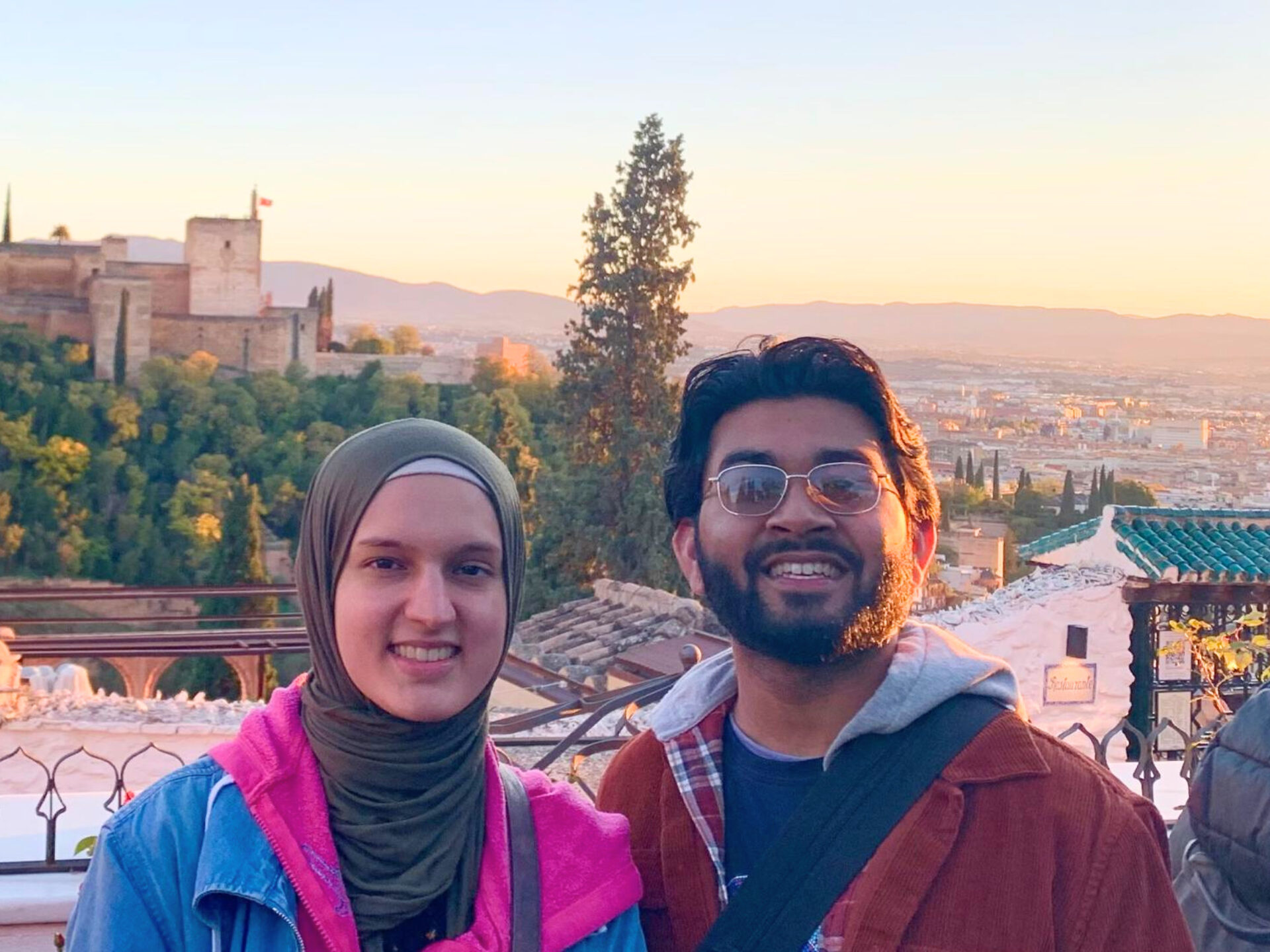 Wasiq Javed with his wife Sumaya in Spain